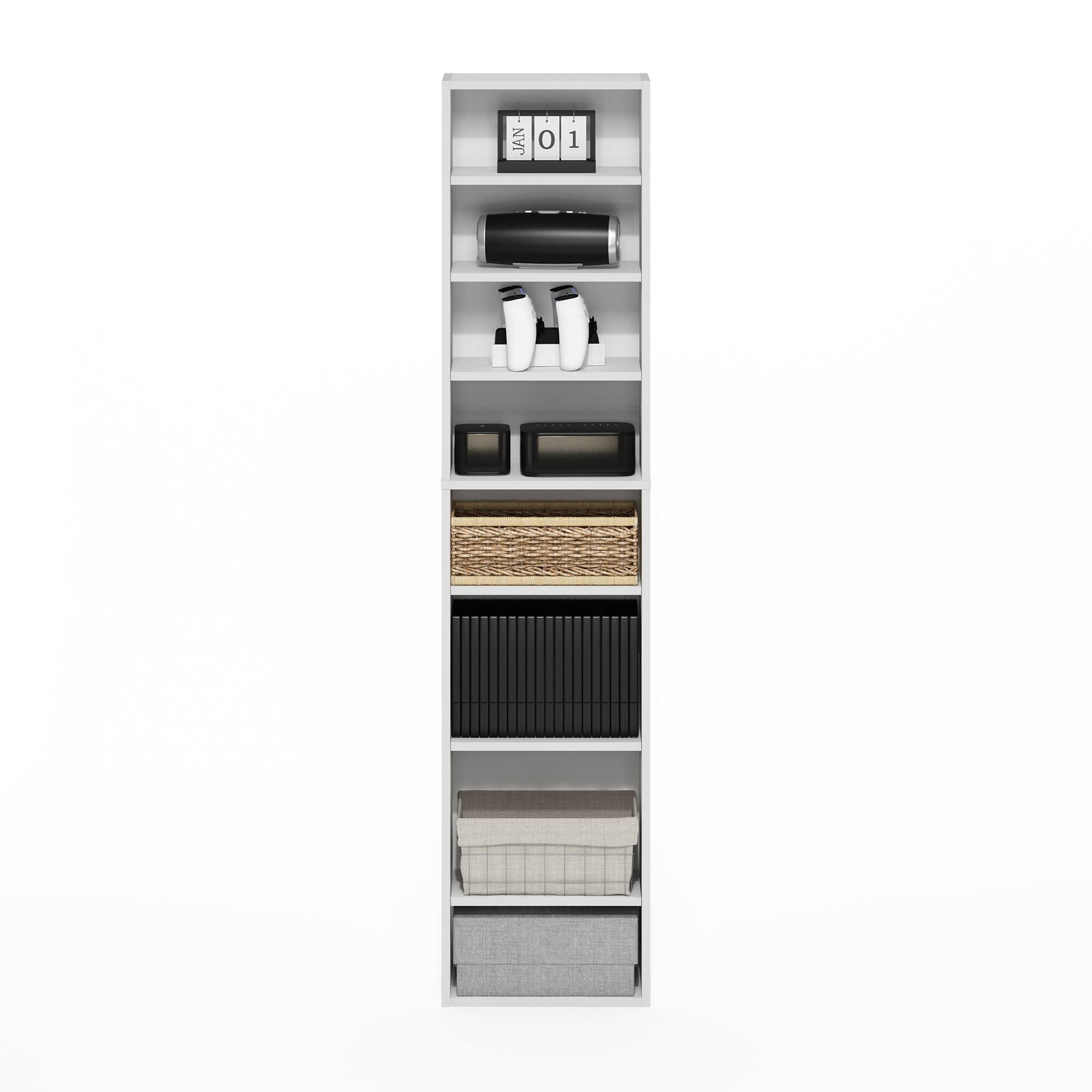 Alt View 5. Furinno - Indo 8-Tier Adjustable Shelves Multimedia Media Storage Tower Rack - White.