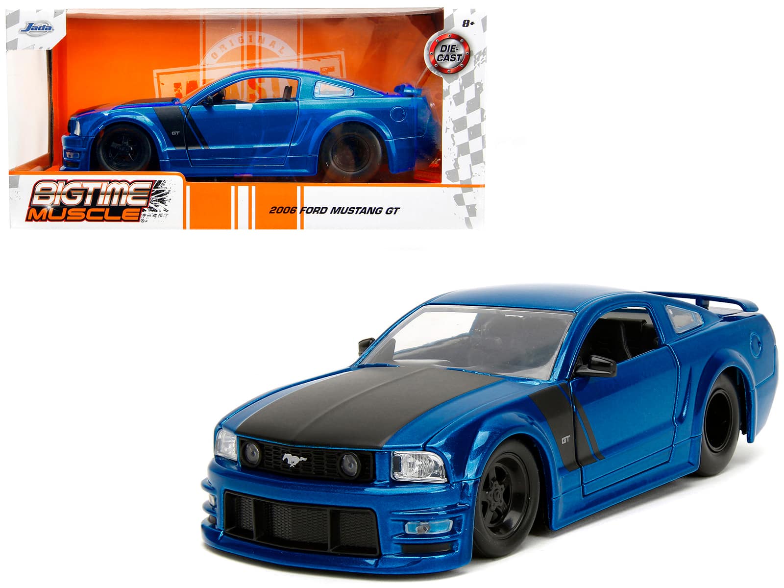 "2006 Ford Mustang GT Blue Metallic with Matt Black Hood and Stripes ""Bigtime Muscle"" Series 1/24 Model Car by Jada" price history on PriceWatchPro