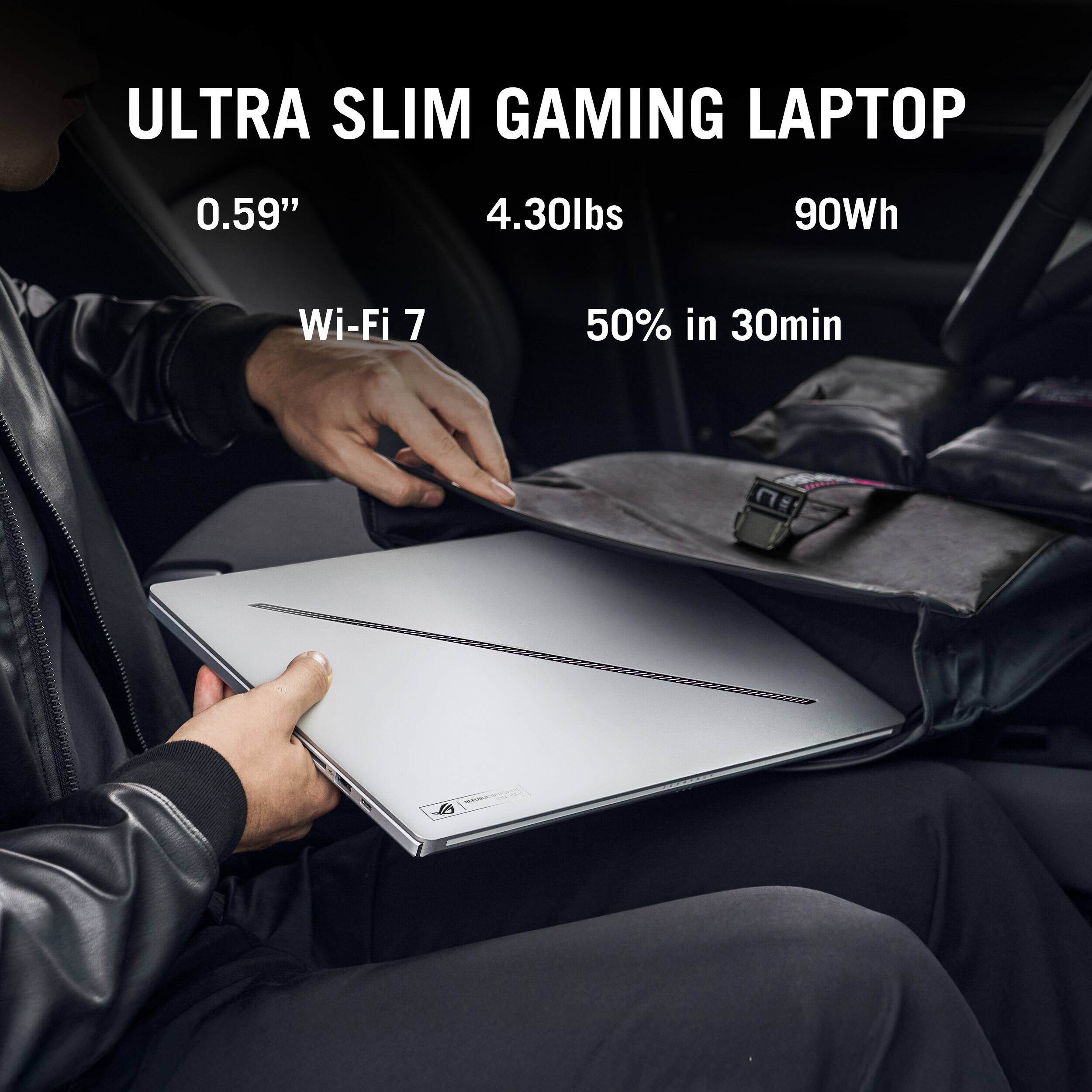 Ultra Slim Gaming Laptop: 0.59" 4.30lbs 90Wh Wi-Fi 7 50% in 30min