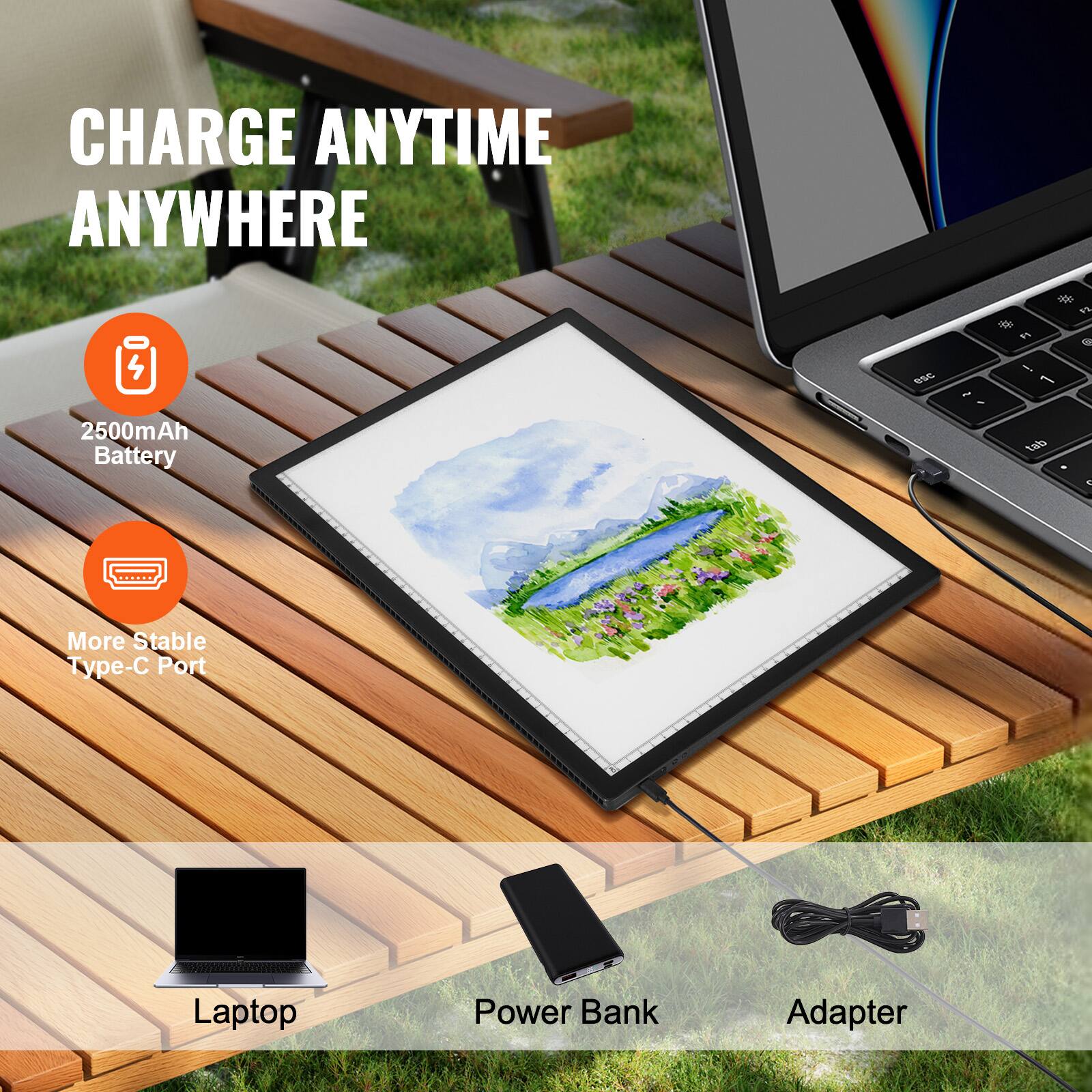 CHARGE ANYTIME ANYWHERE

2500mAh Battery

More Stable Type-C Port

Laptop Power Bank Adapter