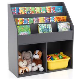 Gymax - Honeyjoy Kids Wooden Bookshelf Bookcase Children Toy Storage Cabinet Organizer - Gray