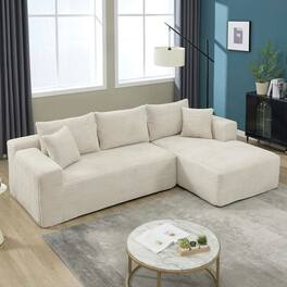 Kadyn - Modular Sectional Sofa, 2-Seat L-Shaped Design with Right Chaise and Memory Foam Comfort - Beige