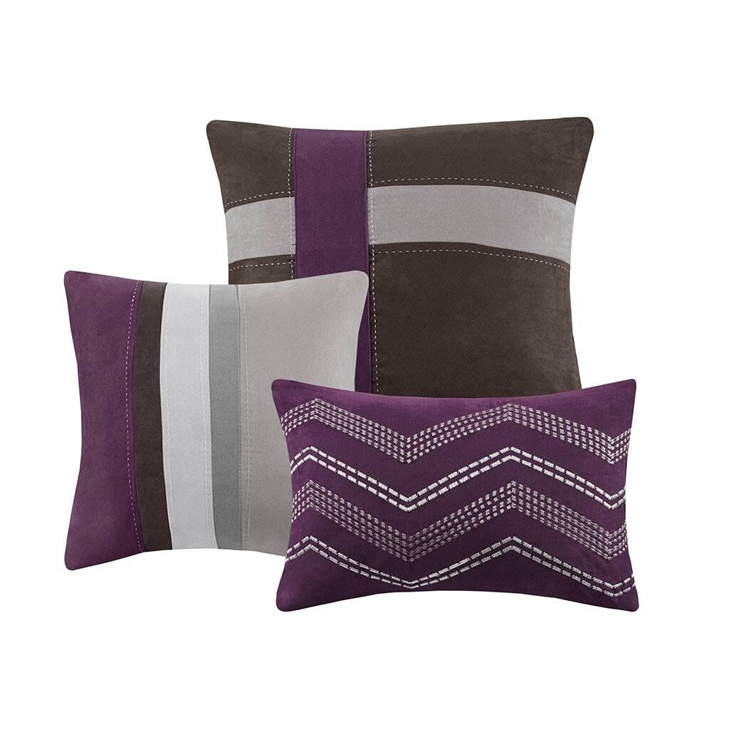 Alt View 3. Gracie Mills - Gracie Mills Kimberly 7-Piece Contemporary Microsuede Comforter Set - Purple.