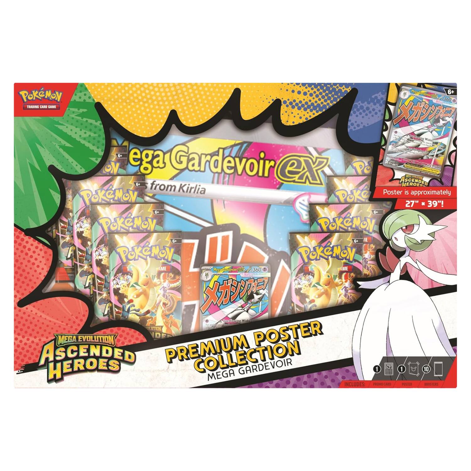 Nog 6+ Pokémon J6. TRADING Lako L & 42 ON ega Gardevoir ex Po ASCENDER HEROED from Kirlia Poster is Pokémon Poke approximately 27" x 39"! & Pokémon Pokémon i PokeMoy PokeMoy Pokémon ML Me S 2360 PLME enten a ITEN EGA EVOLUTION POSTER ASCENDED PREMIUM COLLECTION HEROES MEGA GARDEVOIR 1 I 10 INCLUDES: P Le P sCie