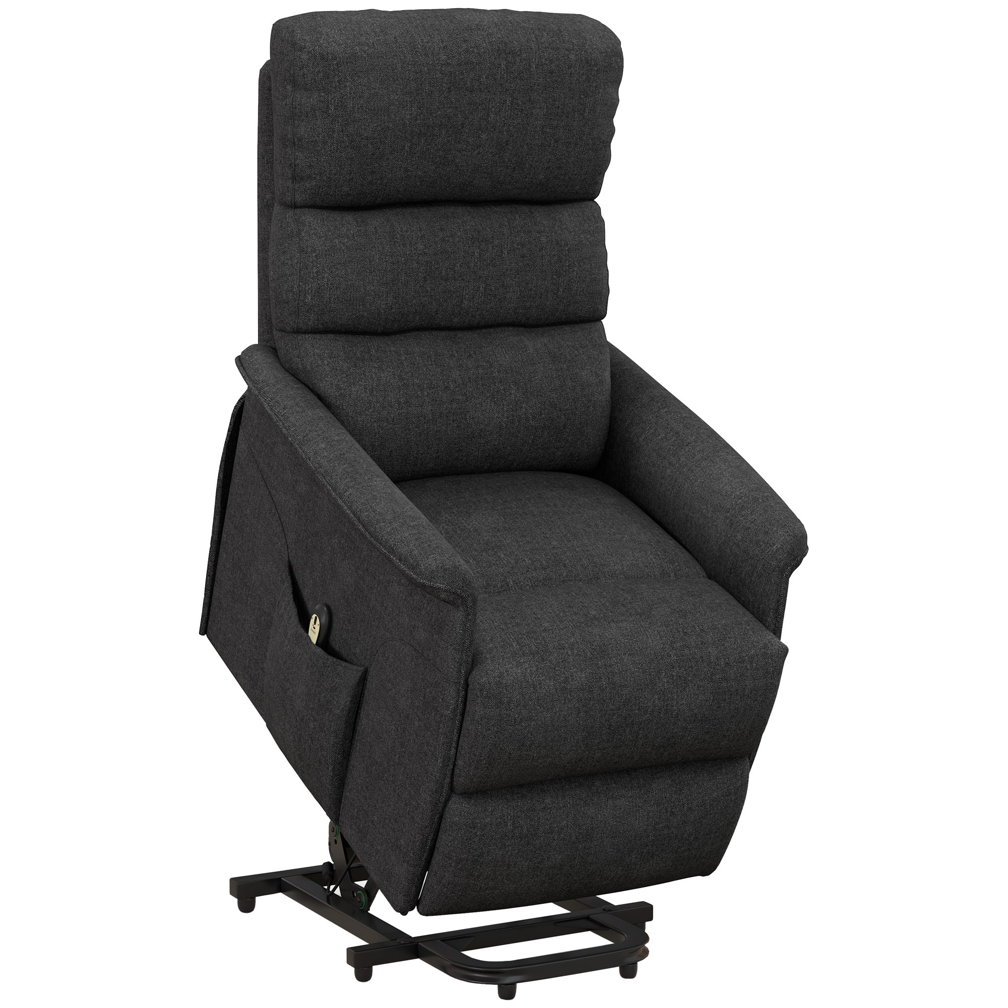 Homcom - Power Lift Recliner Brown: Fabric Easy Assembly w/Remote & Side Pockets, Elderly Living Room Chair - Black