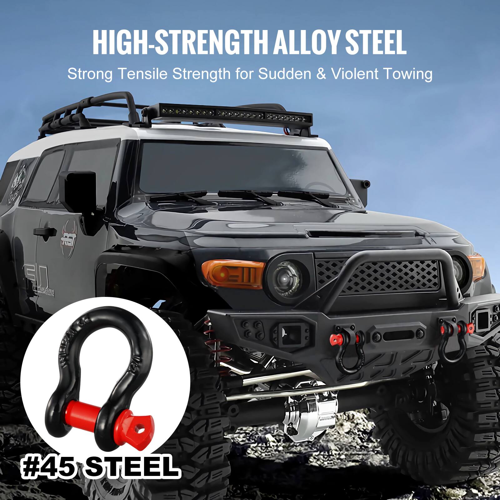 HIGH-STRENGTH ALLOY STEEL  
Strong Tensile Strength for Sudden & Violent Towing  

#45 STEEL