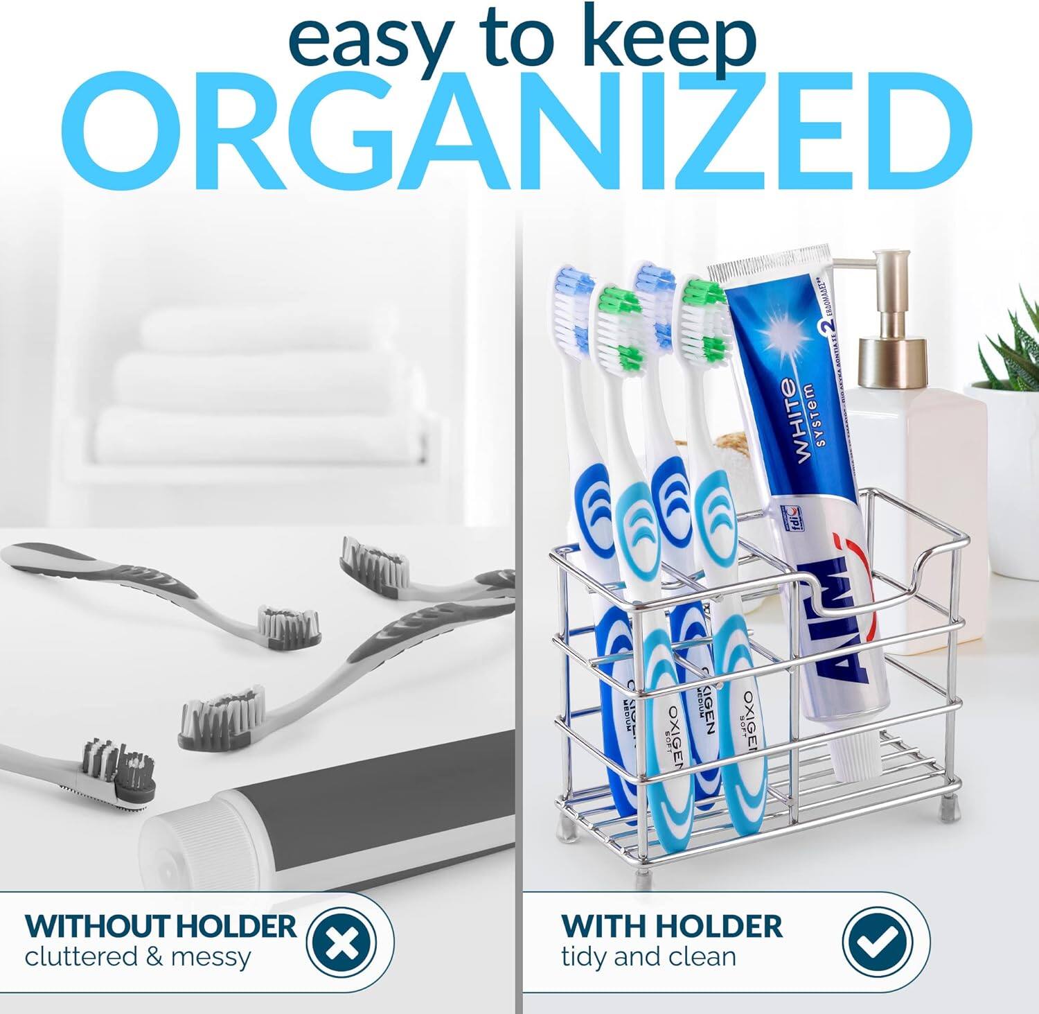 easy to keep ORGANIZED

WITHOUT HOLDER
cluttered & messy

WITH HOLDER
tidy and clean