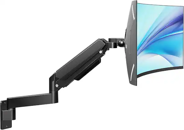 Front. FINEAK - Monitor Wall Mount for 22"-49" Ultrawide Flat & Curved Screens - Black.