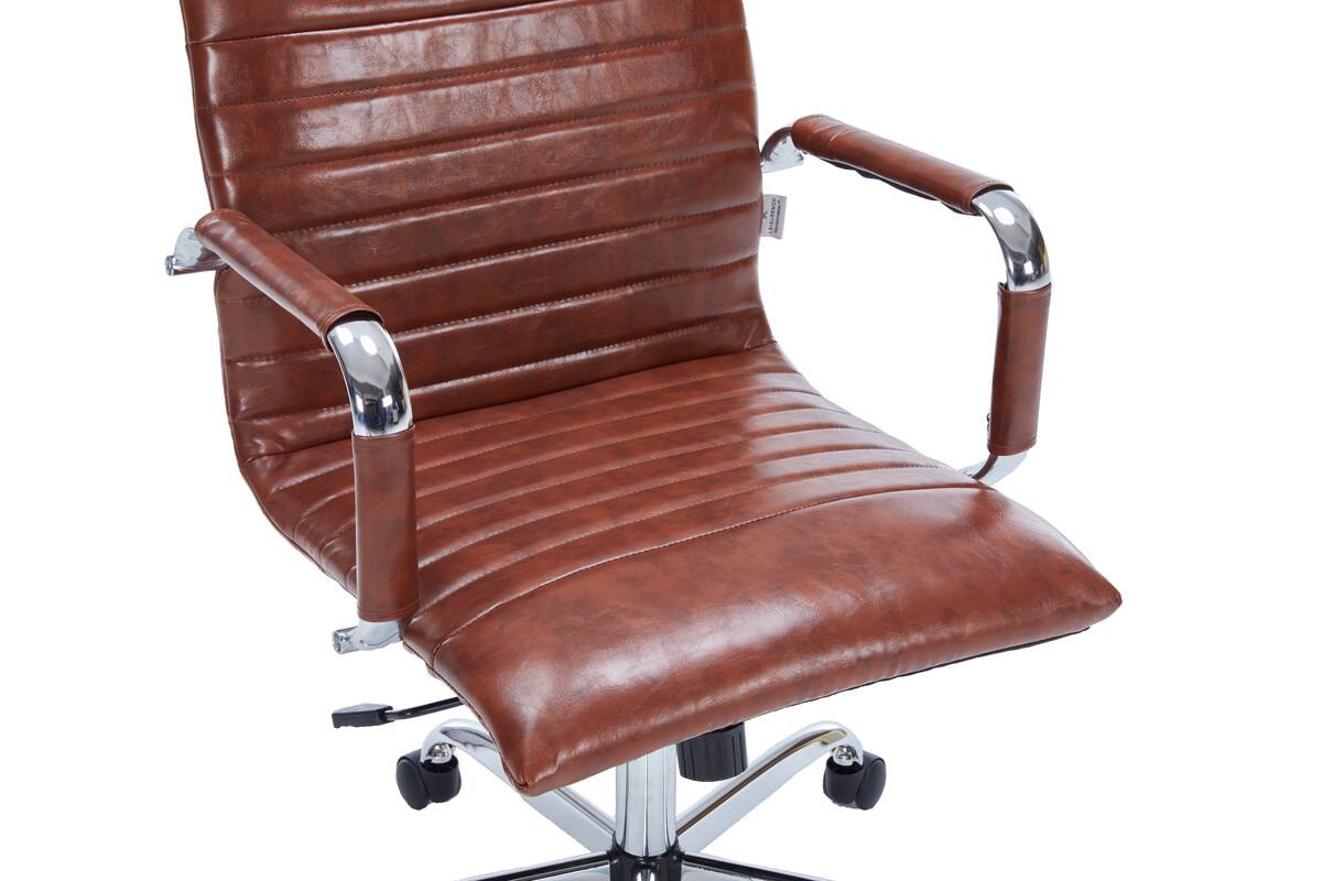 Alt View 8. LeisureMod - Harris Mid-Back Leather Office Chair Adjustable Height Tilt Computer Task Chair with 360-Degree Swivel - Dark Brown.