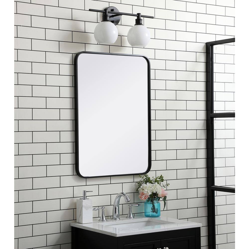 Alt View 4. Elegant Decor - Soft corner metal rectangular mirror 22x30 inch in Black - Black.