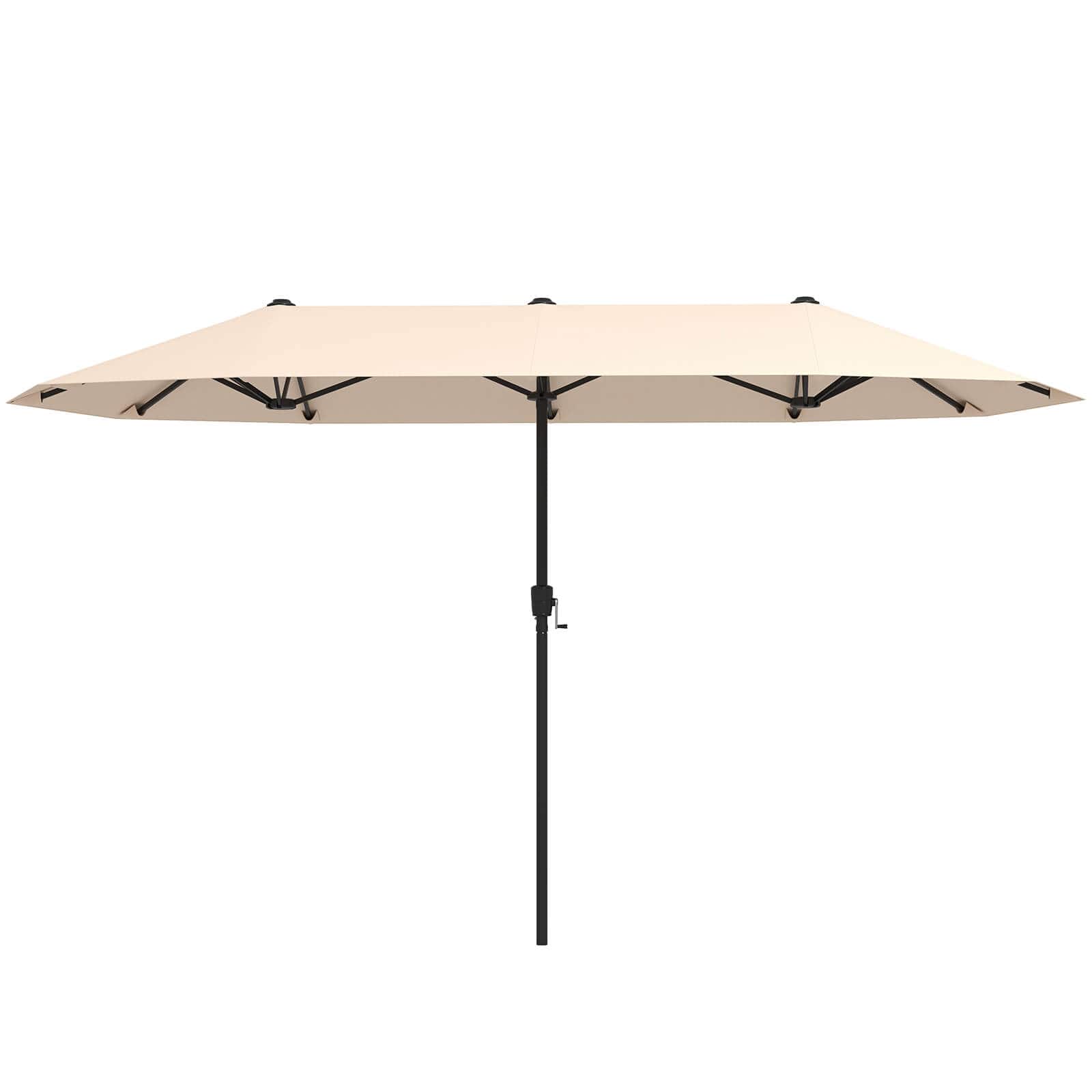 Costway - 13 FT Large Patio Umbrella Outdoor Double-Sided Table Market Umbrella for Garden - Beige