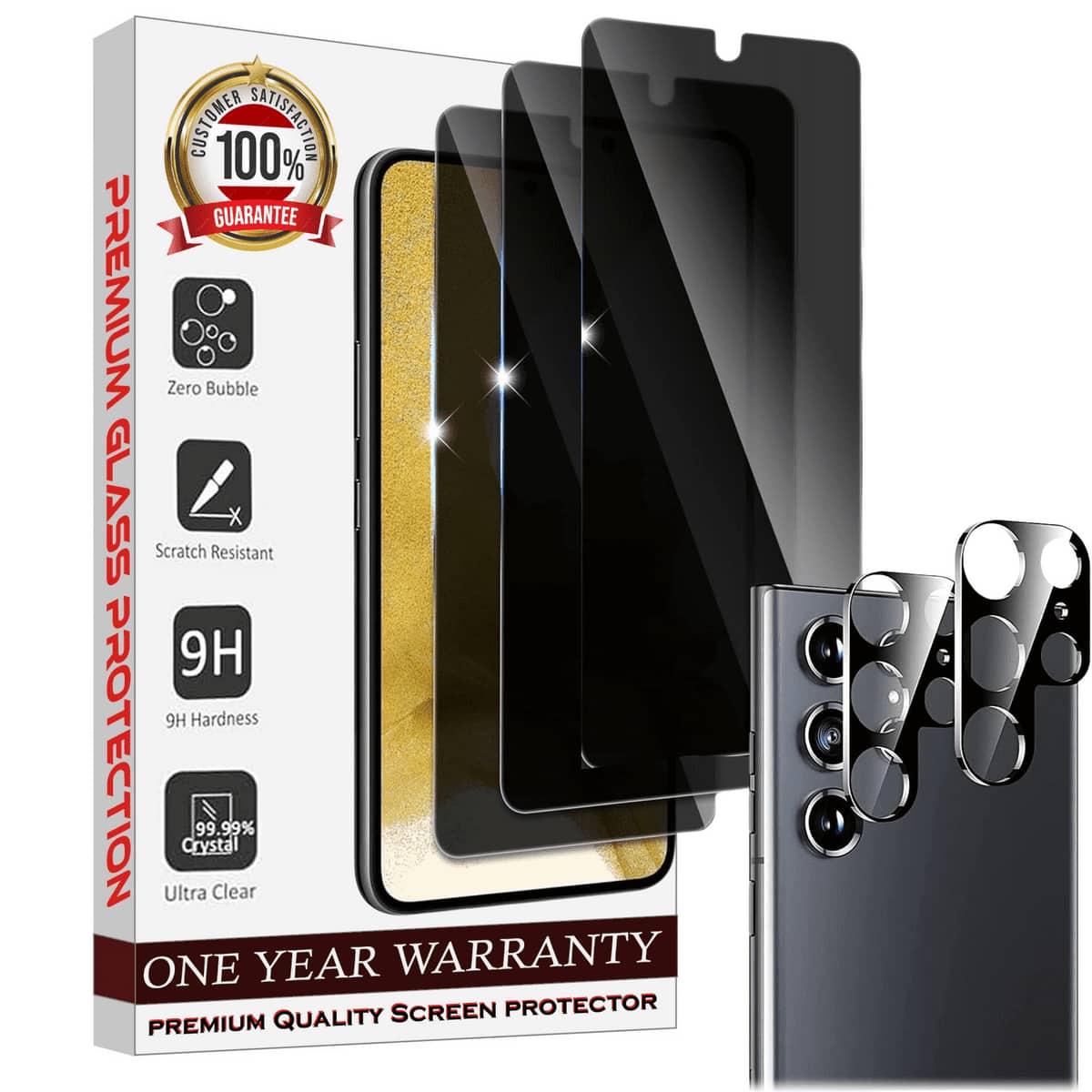 CUSTOMER SATISFACTION  
100% GUARANTEE  

PREMIUM GLASS PROTECTION  

- Zero Bubble  
- Scratch Resistant  
- 9H Hardness  
- 99.99% Crystal  
- Ultra Clear  

ONE YEAR WARRANTY  

PREMIUM QUALITY SCREEN PROTECTOR
