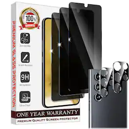 Entronix - Anti-Spy Privacy Screen Protector & Camera Lens Protector for Galaxy S24 Ultra - 5-Piece Combo - Transparent