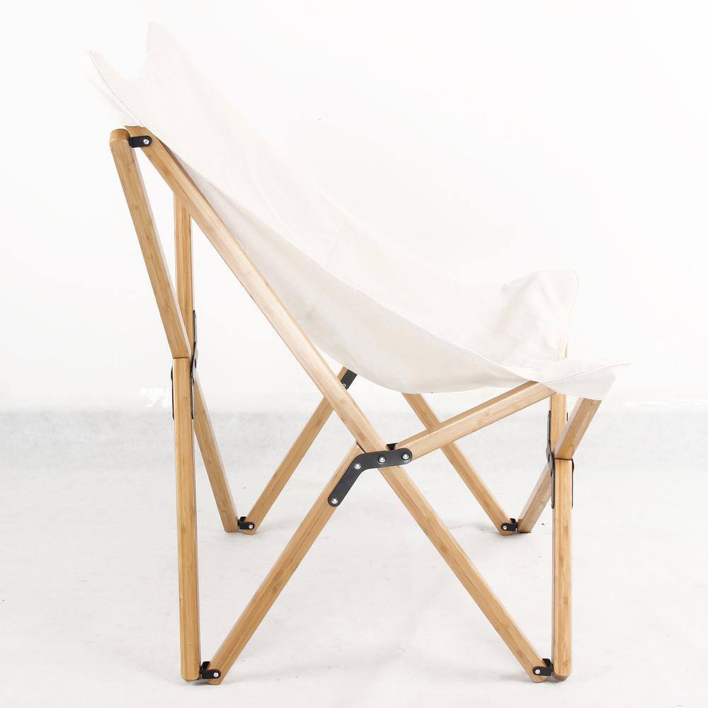 Left. AmeriHome - AmeriHome Canvas and Bamboo Butterfly Chair - White - White.