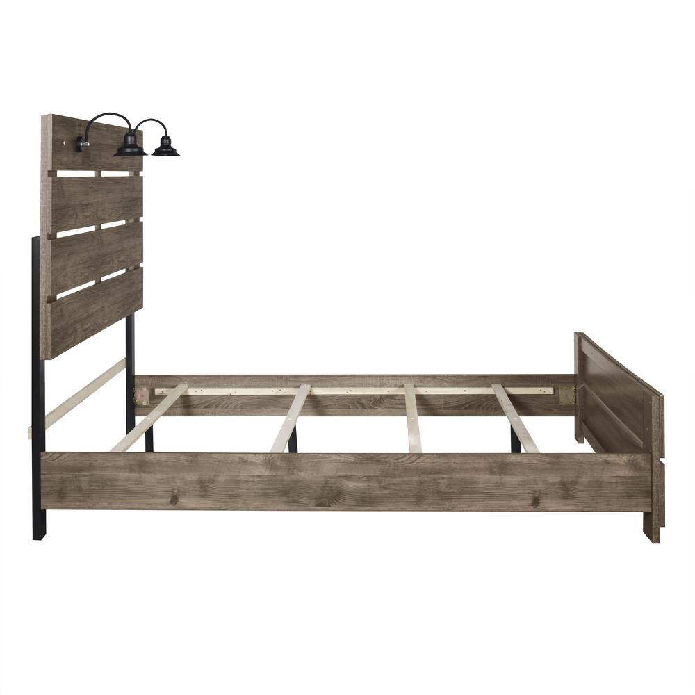 Back. New Classic Furniture - Misty Lodge - 3/3 Twin Bed - Greige - Gray.