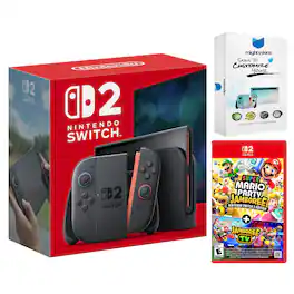 Switch 2 Video Game Console with Super Mario Party Jamboree and MightySkins Code Bundle - Nintendo Switch 2