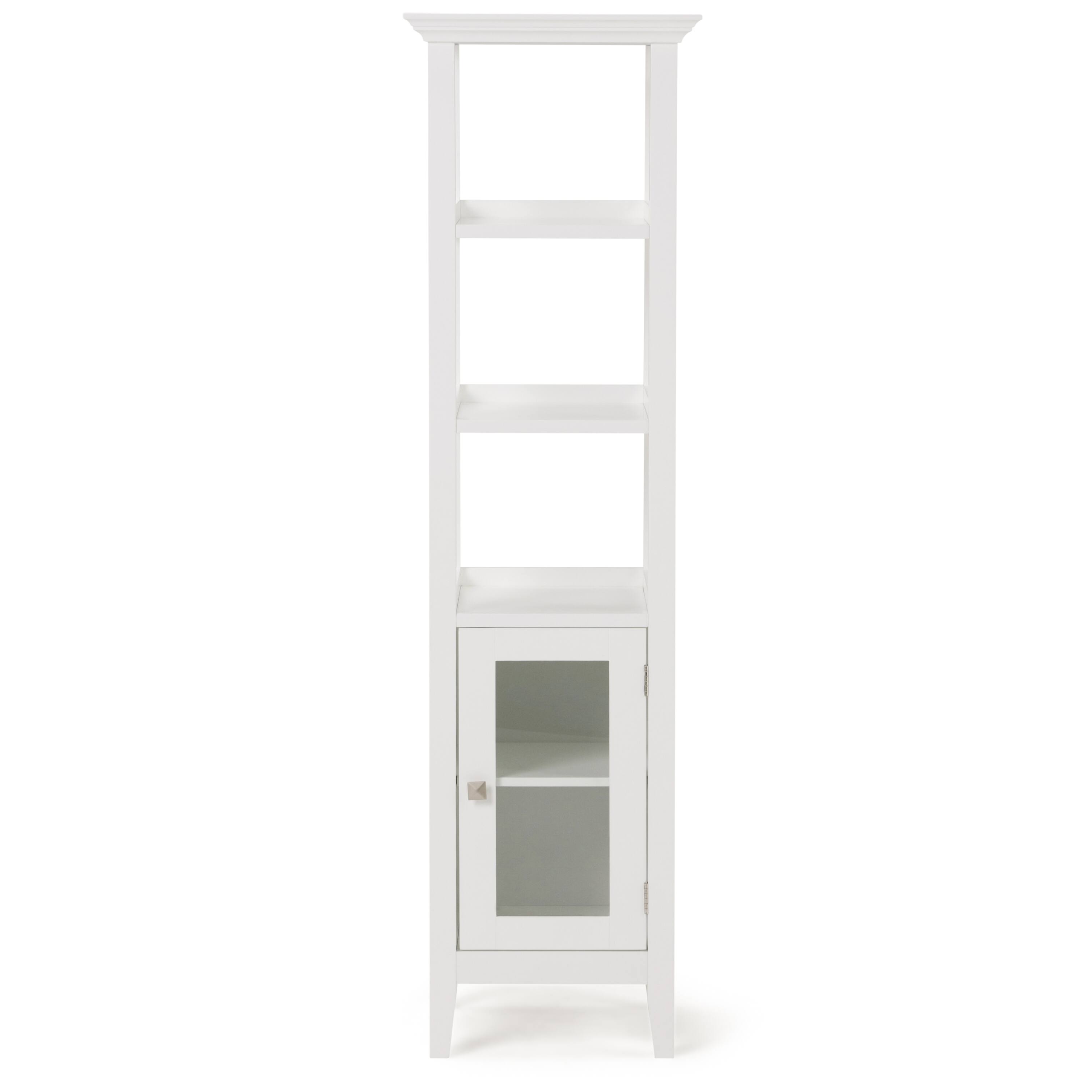 Left. Simpli Home - Acadian 56.1 inch H x 15.75 inch W Bath Storage Tower Bath Cabinet in Pure White - Pure White.