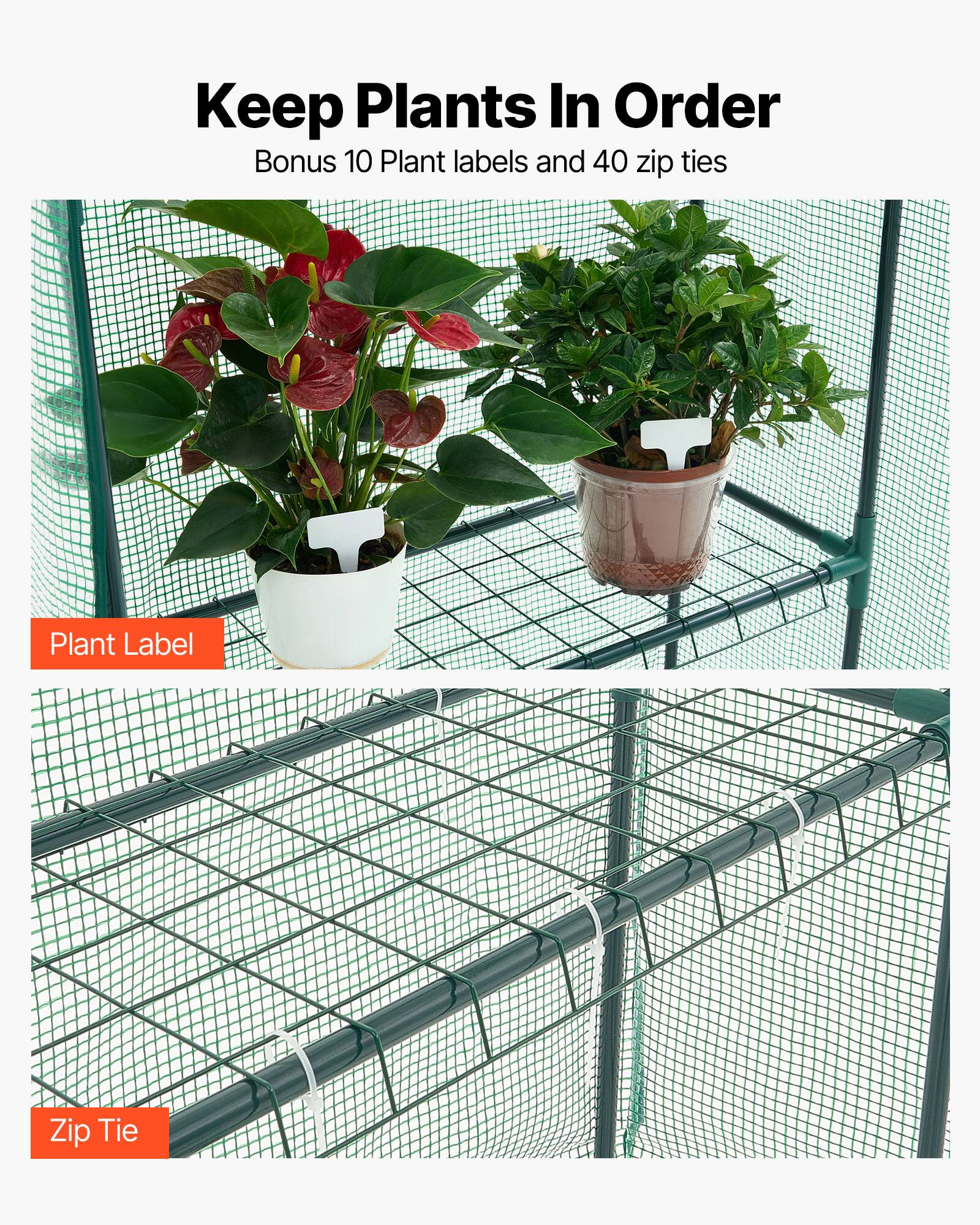 Keep Plants In Order  
Bonus 10 Plant labels and 40 zip ties  

Plant Label  
Zip Tie