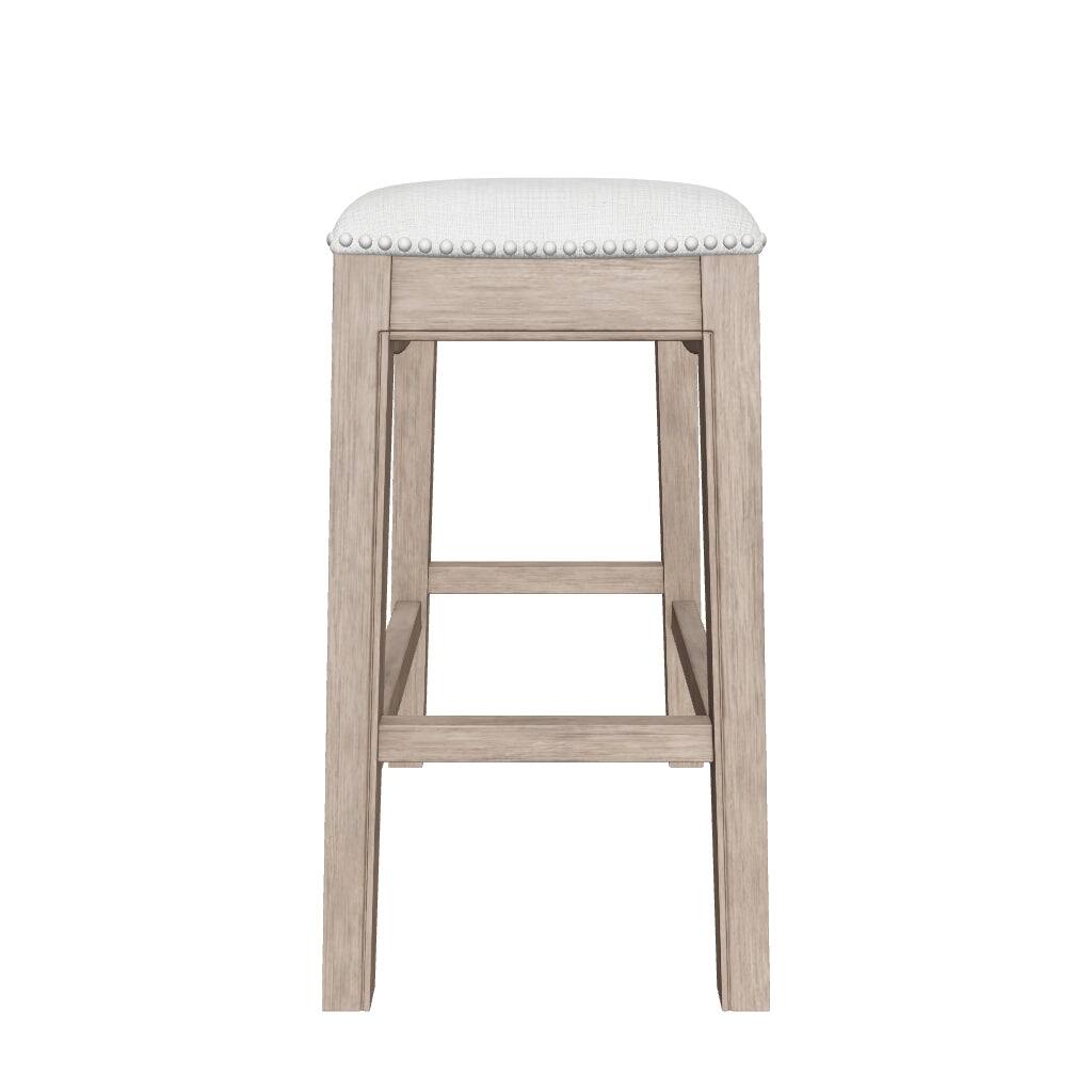 Alt View 9. Maven Lane - 26" Adrien Saddle Counter Stool In Reclaimed Oak Finish With  Fabric Upholstery - Reclaimed Oak.