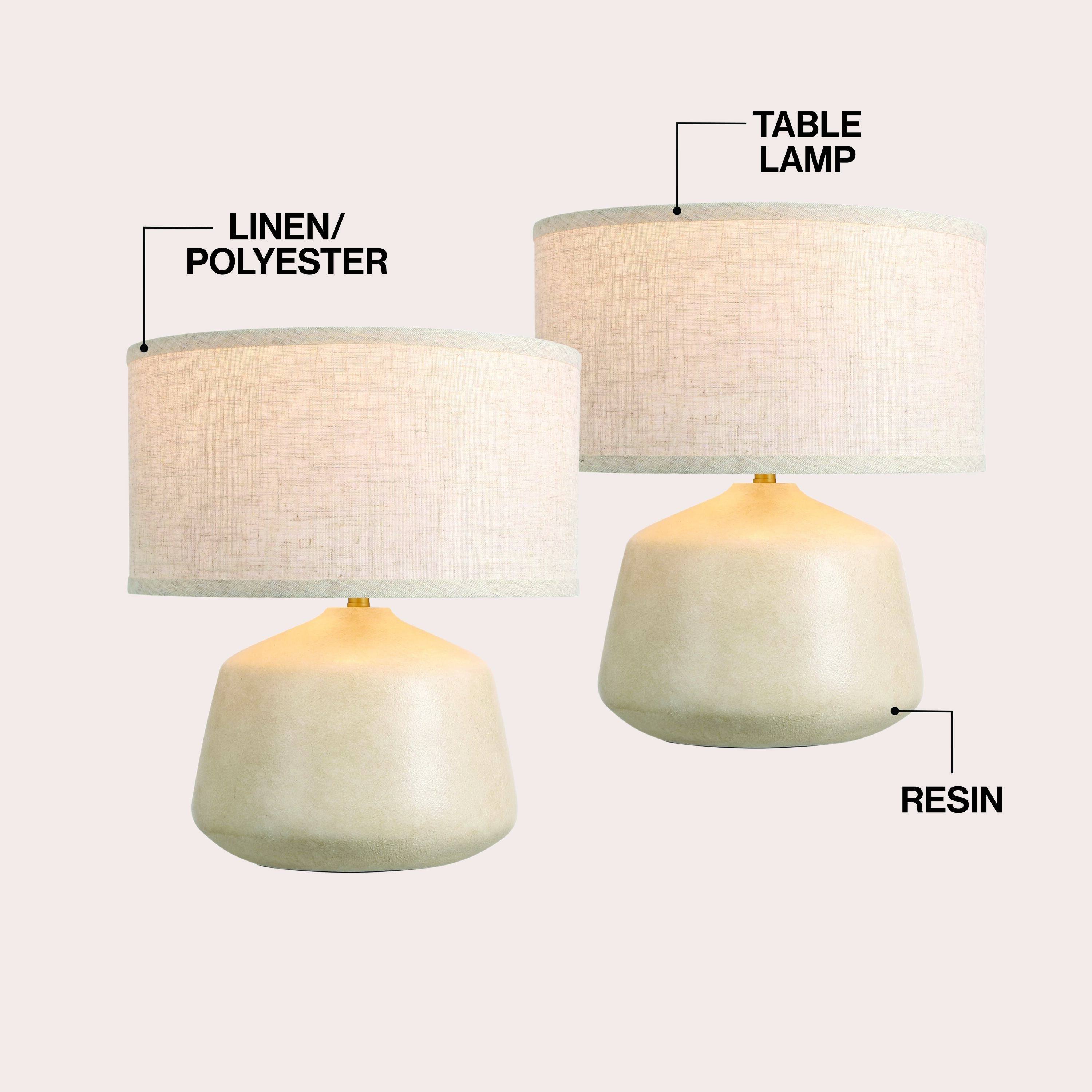 TABLE LAMP  
LINEN/ POLYESTER  
RESIN