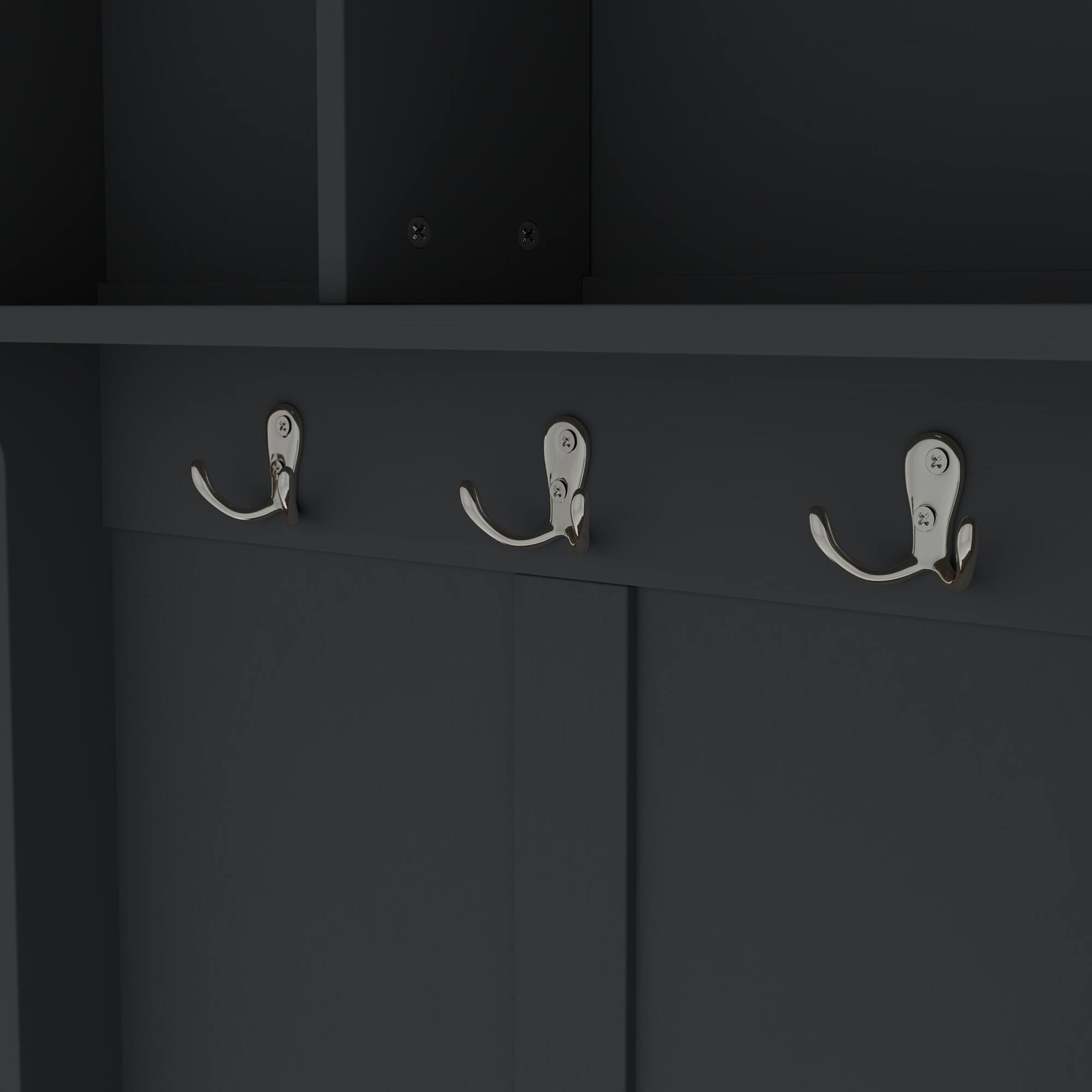 Alt View 6. GOODSILO - Contemporary Entryway Organizer with Bench, Coat Hooks, and Shoe Storage for Modern Homes - Black.