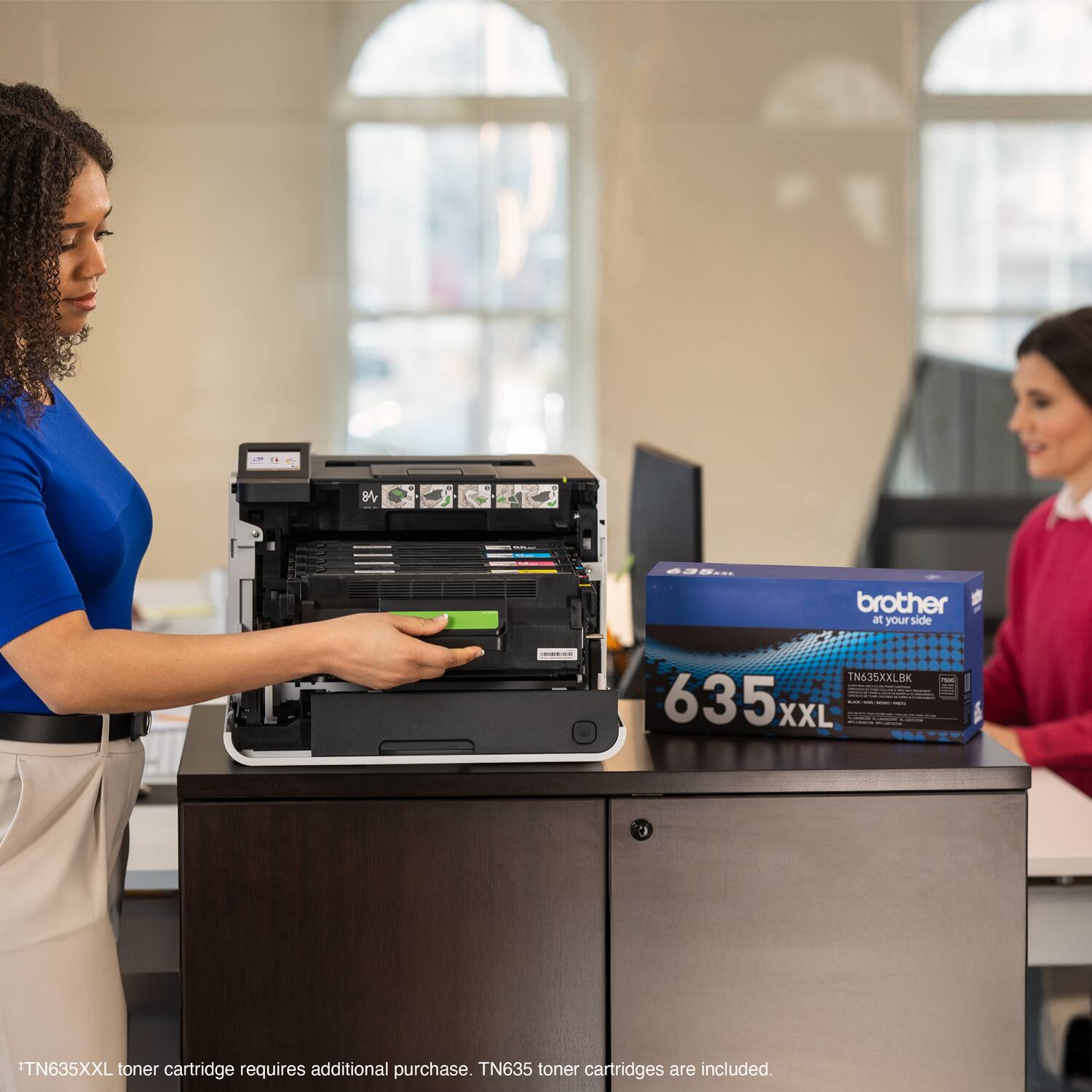 - TN635XXL toner cartridge requires additional purchase. TN635 toner cartridges are included.

- *TN635XXL toner cartridge requires additional purchase. TN635 toner cartridges are included.