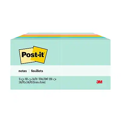 Post-it notes
feuillets
12 EA/CH
TOTAL/CONT. 1200
3 IN x 3 IN (75 mm x 75 mm)
3M