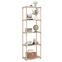 Gymax - 5-Tier Bookshelf w/Open Shelves Freestanding Storage Organizer for Home Office - Gray