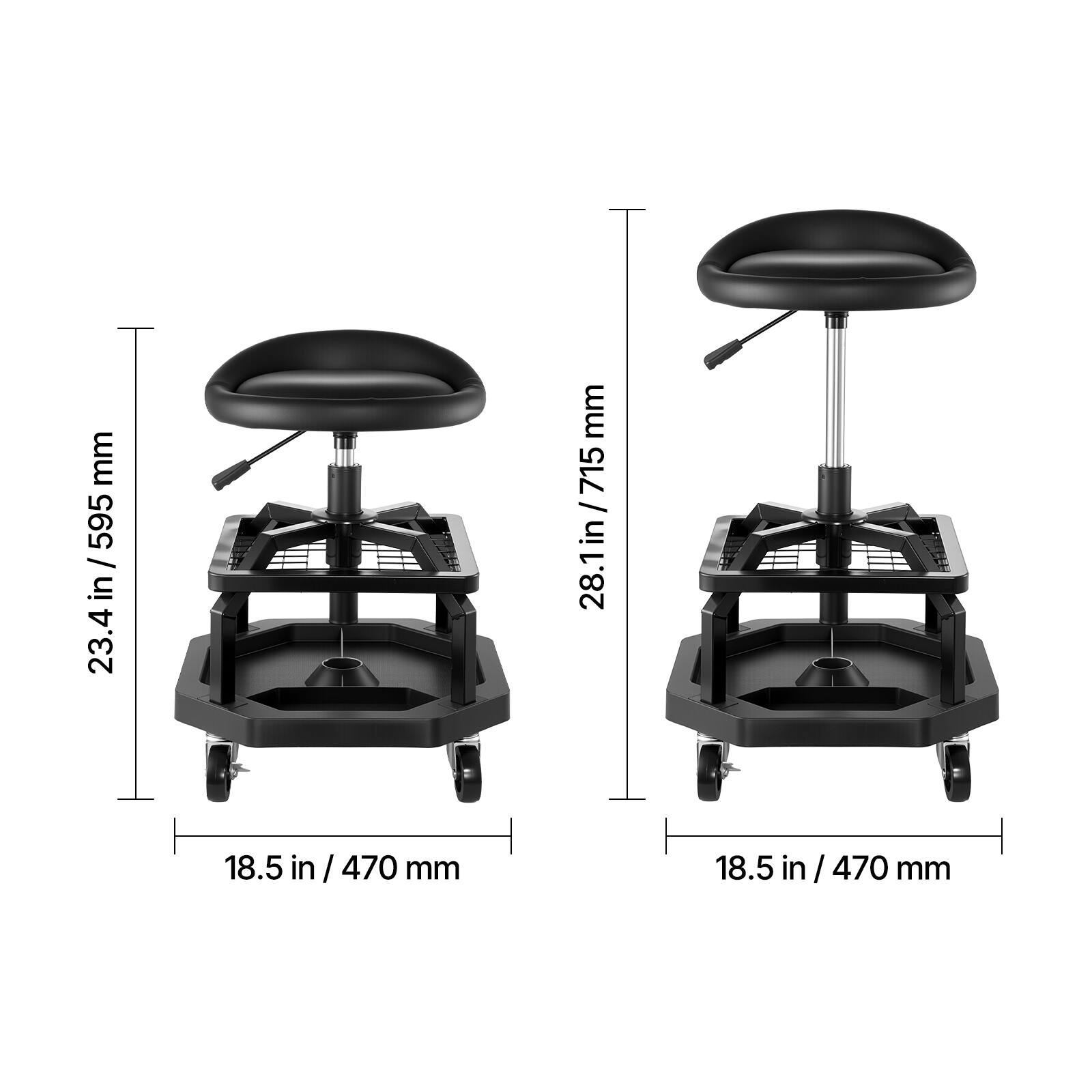 23.4 in / 595 mm  
28.1 in / 715 mm  
18.5 in / 470 mm