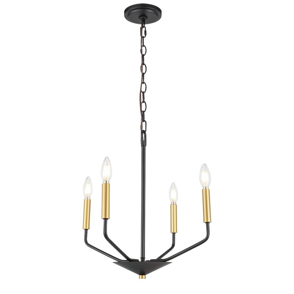 Alt View 6. Living District - Enzo 4 Light Black And Brass Pendant - Black And Brass.
