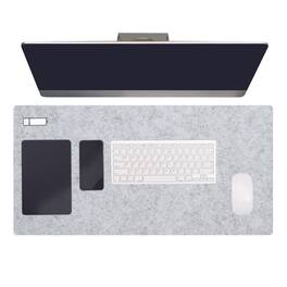Unique Bargains - 47.2" x 23.6" Large Felt Desk Pad, Non-Slip Desk Mat Full Table Mouse Pad for Laptop Computer Writing Desk Gaming Home - Light Gray