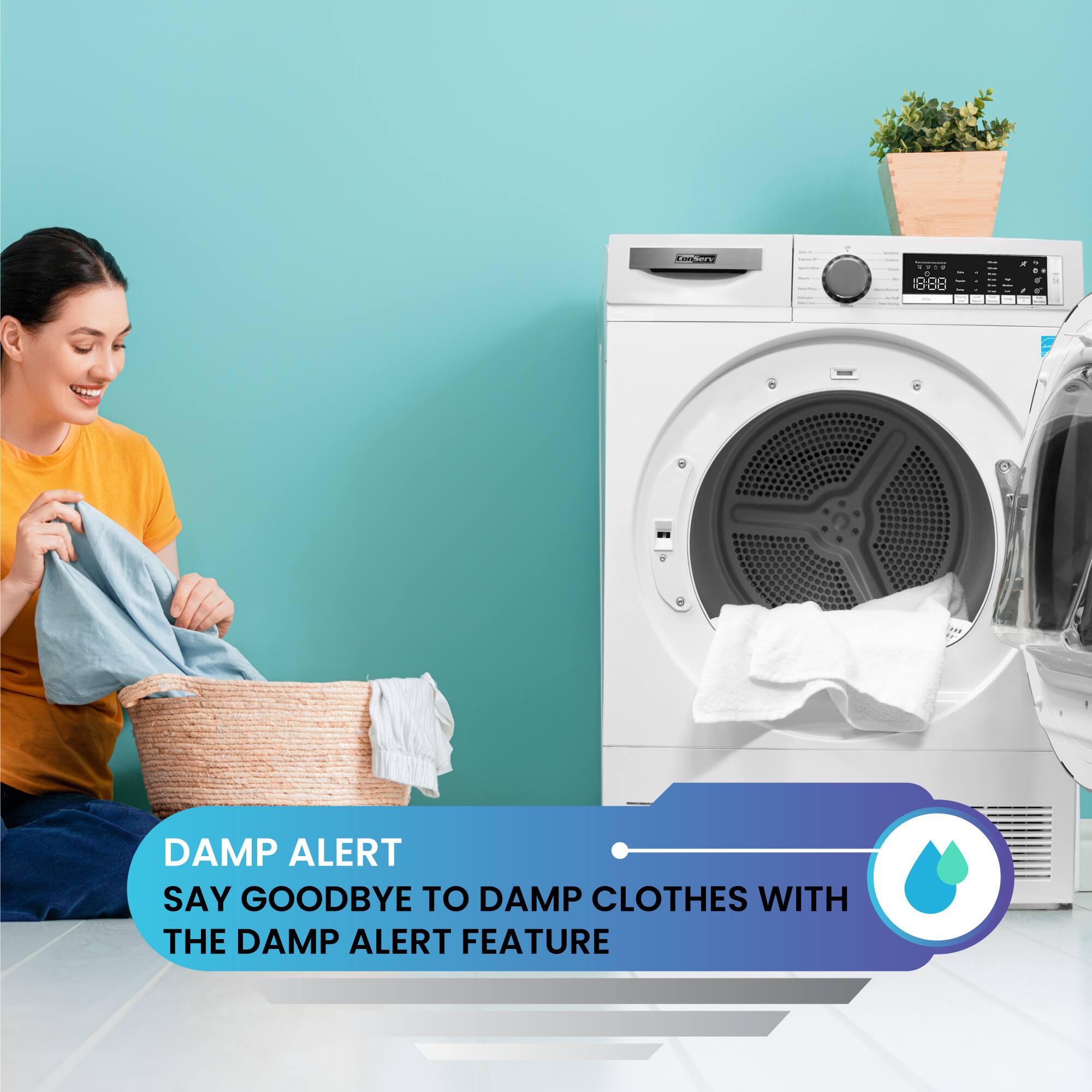 Damp Alert - Say Goodbye to Damp Clothes with the Damp Alert Feature