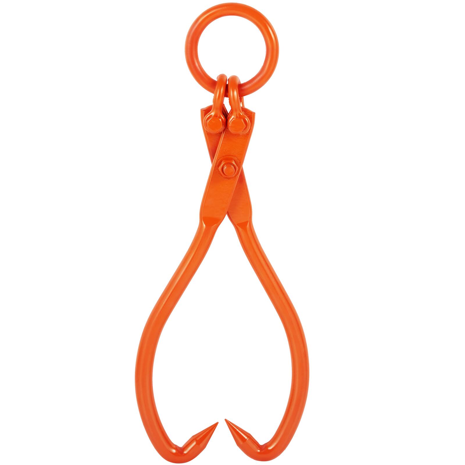 Alt View 5. VEVOR - Log Skidding Tongs, 18 inch 2 Claw Log Lifting Tongs, Heavy Duty Steel Lumber Skidding Tongs - Orange.