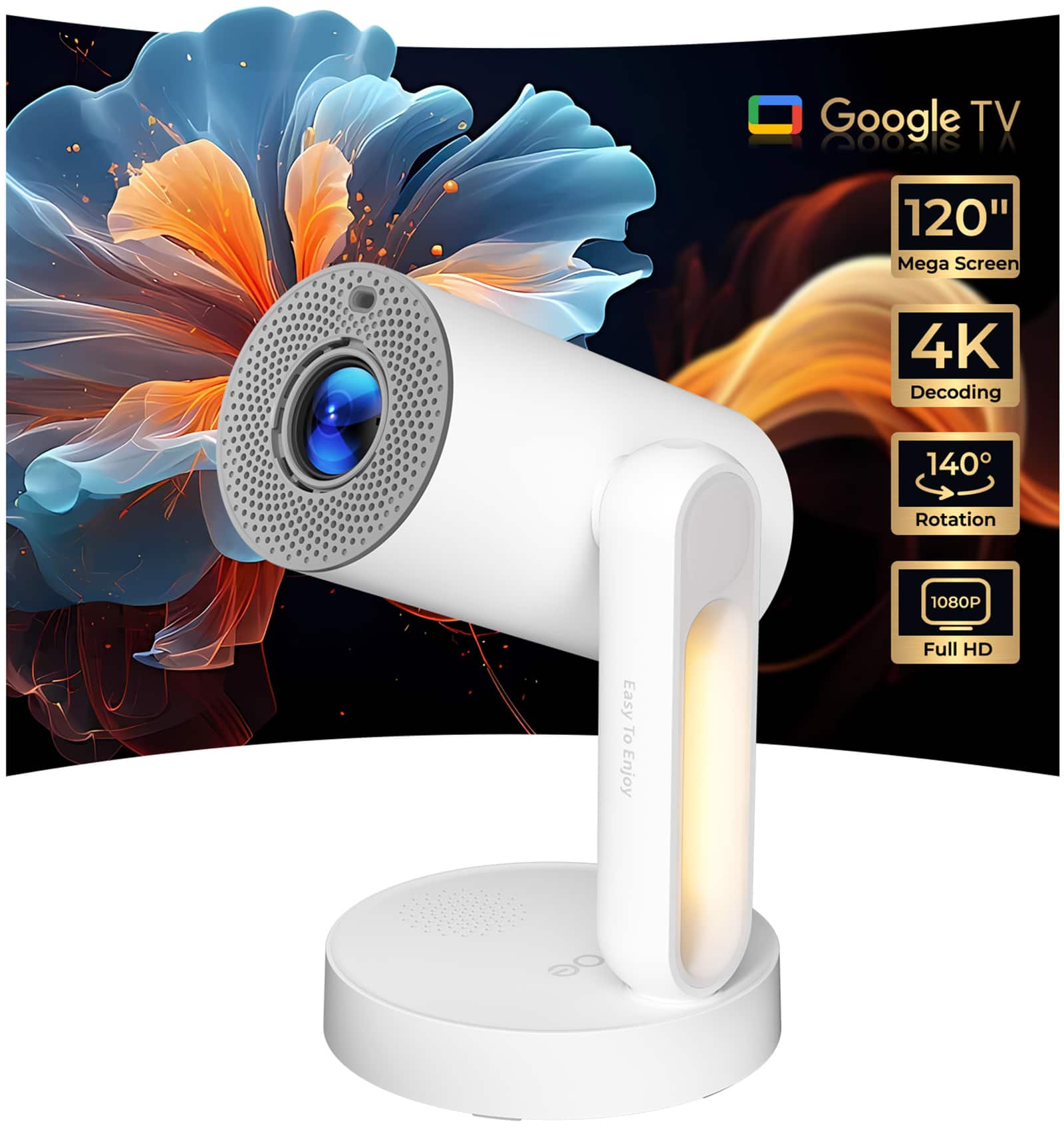 Google TV 2002ie
- 120" Mega Screen
- 4K Decoding
- 140° Rotation
- 1080P Full HD
- Easy to Enjoy