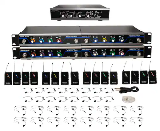 Front. VocoPro - USB-PLAY-16 Wireless Headset/Lapel Microphone System with Audio Interface.