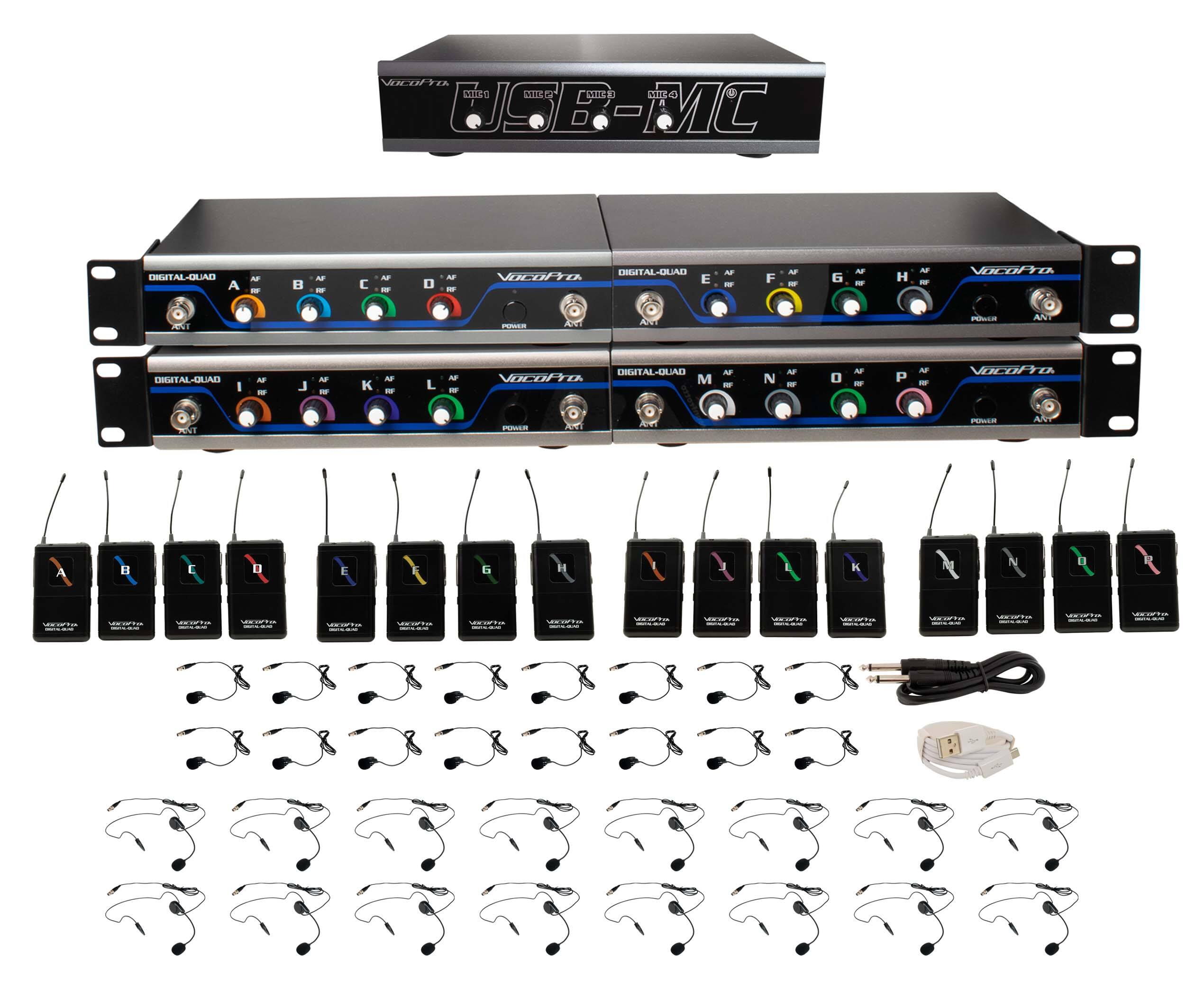 Front. VocoPro - USB-PLAY-16 Wireless Headset/Lapel Microphone System with Audio Interface.