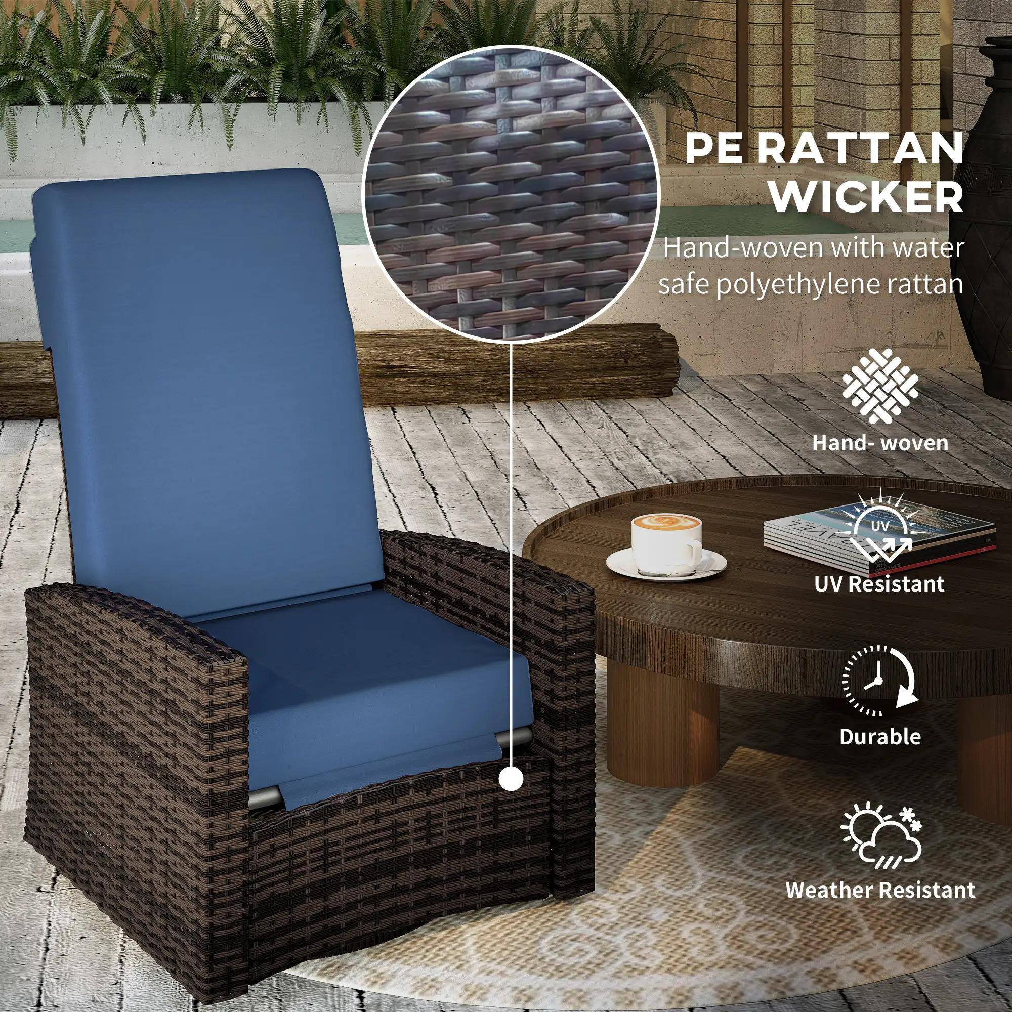 PE RATTAN WICKER  
Hand-woven with water safe polyethylene rattan  

- Hand-woven  
- UV Resistant  
- Durable  
- Weather Resistant