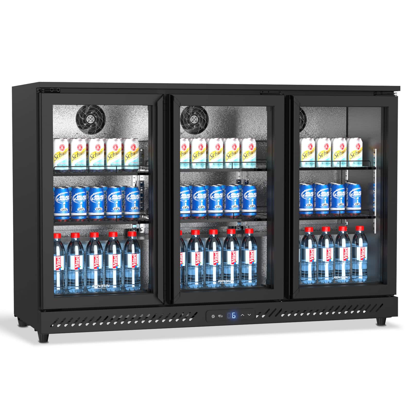 Winado - 11 Cu.Ft Commercial Beverage Refrigerator ETL , Merchandiser Display Refrigerator Beverage Cooler 3 Glass Door, LED - Black