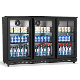 Winado - 11 Cu.Ft Commercial Beverage Refrigerator ETL , Merchandiser Display Refrigerator Beverage Cooler 3 Glass Door, LED - Black