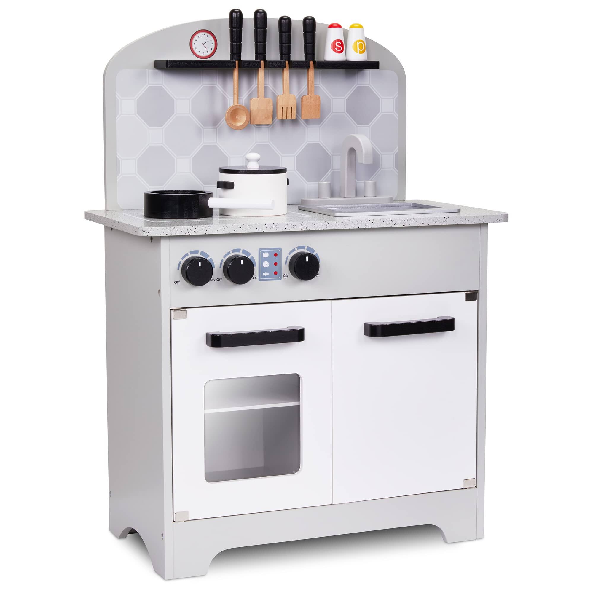 Alt View 9. Lil' Jumbl - Kids Kitchen Playset, Pretend Play Kitchen with Pot & Pan, Utensils & Shakers - Gray - Gray.