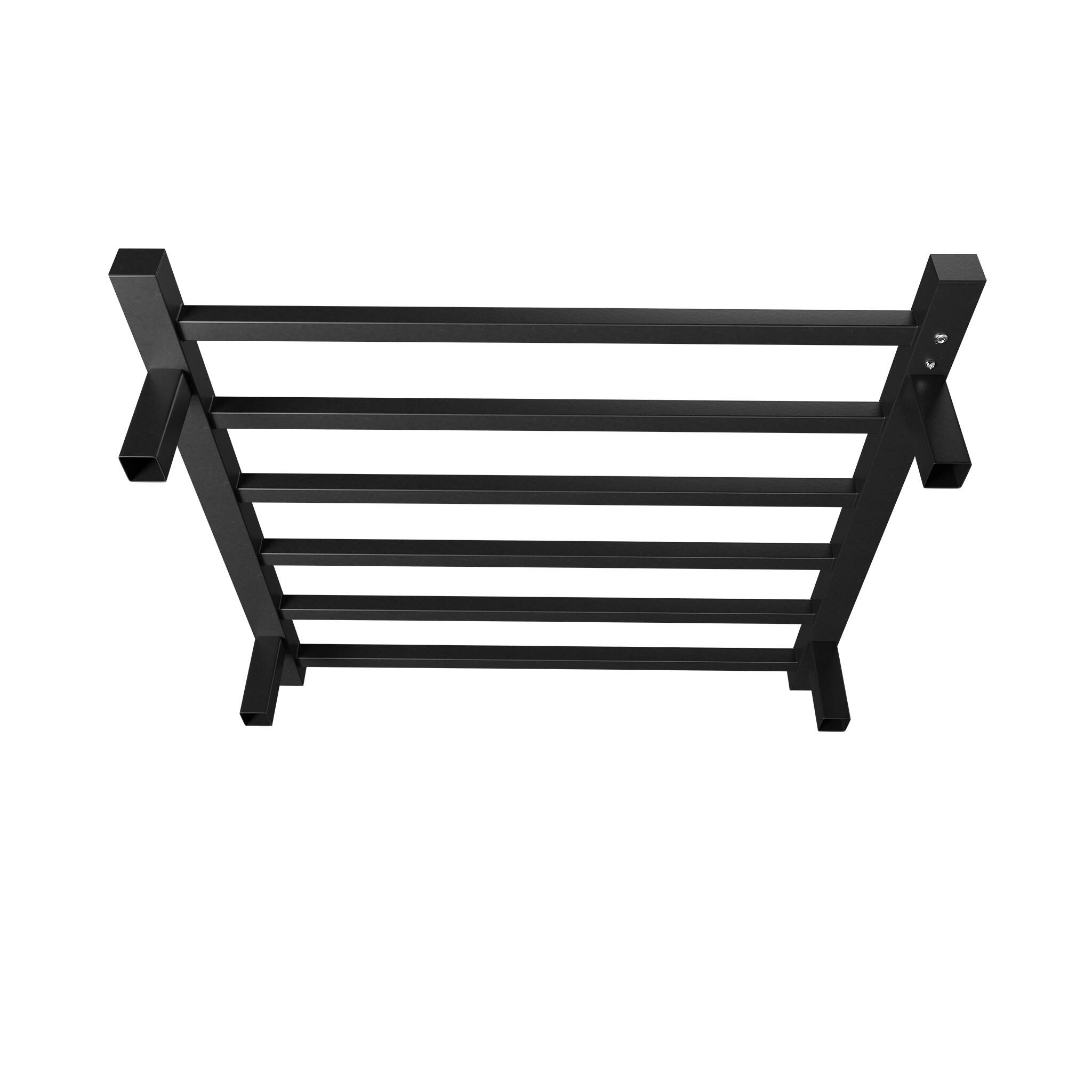 Alt View 1. COWLOWN - 6-Bar Electric Heated Towel Rack Wall Mount Plug-in Towel Warmer Matte Black w Timer - Matte Black.