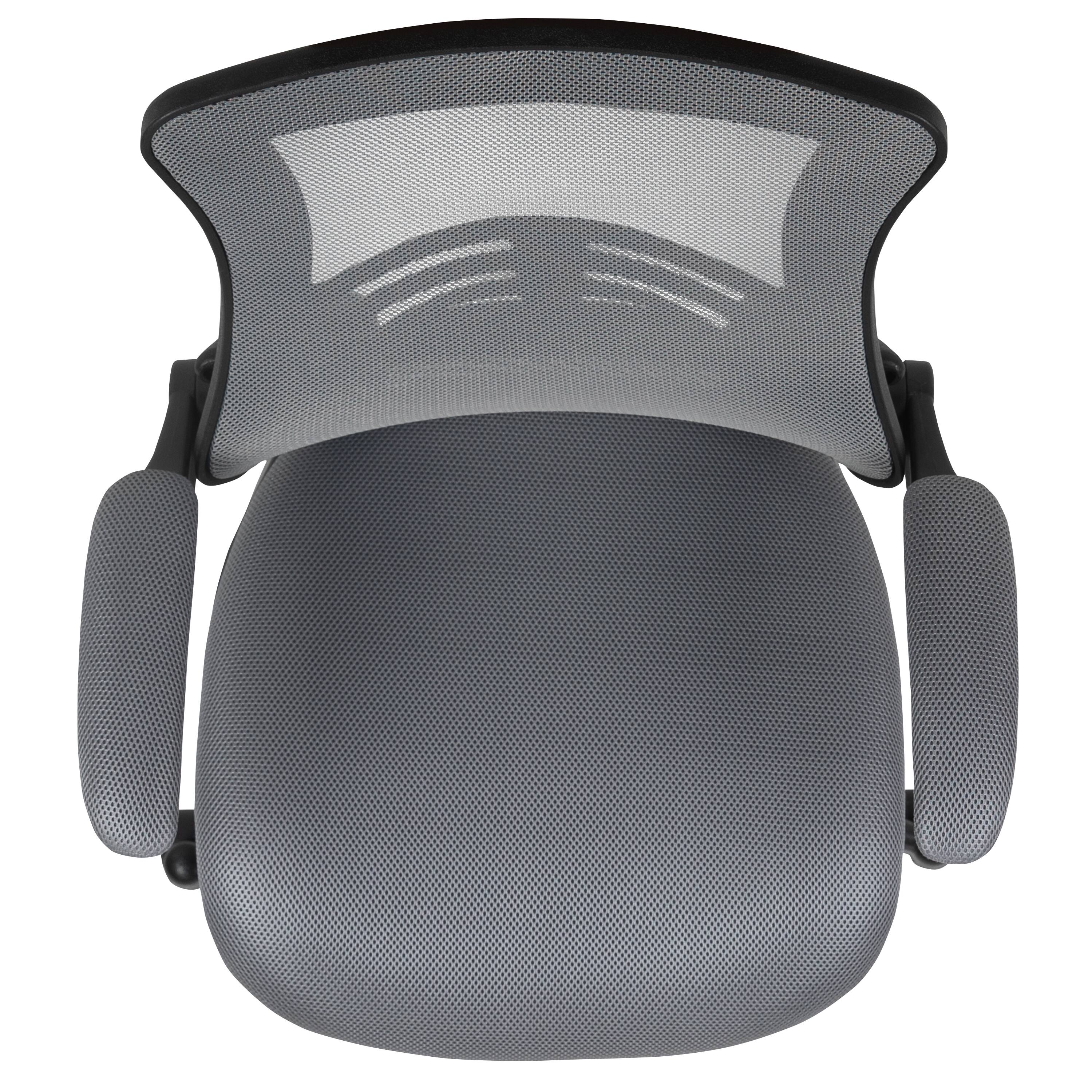 Alt View 8. Emma + Oliver - Mid-Back Mesh Swivel Ergonomic Task Office Chair with Flip-Up Arms - Dark Gray Mesh/Black Frame.