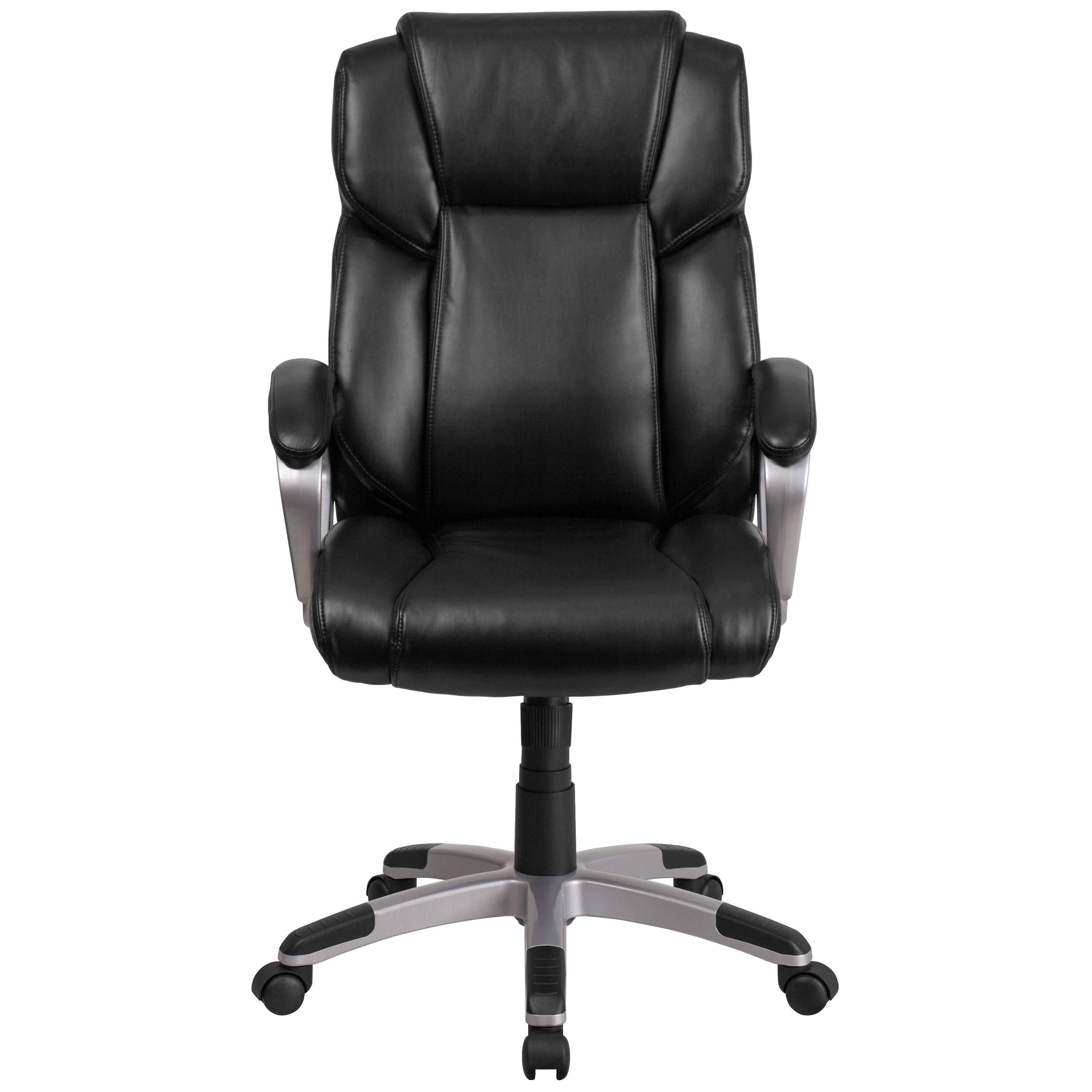 Alt View 7. Emma + Oliver - Mid-Back Faux Leather Executive Swivel Office Chair with Padded Arms - Black.