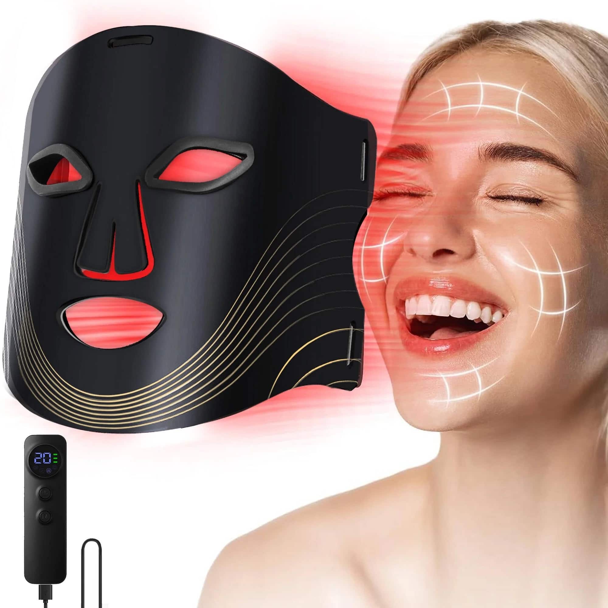 Morfone - 4mode LED facial red light therapy lamp Portable care set with remote control suitable for home and travel skin therapy