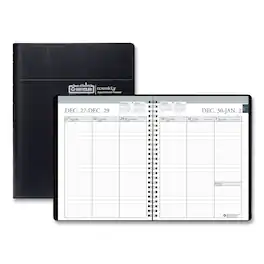 House of Doolittle - Recycled Weekly Appointment Book Ruled without Appointment Times 8.75 x 6.88 Black Cover 12 Month Jan to Dec 2026