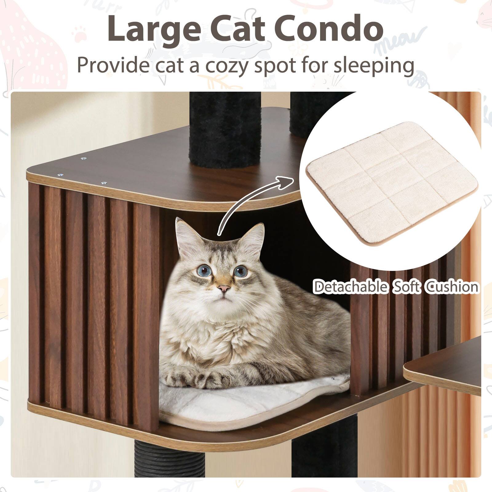 Large Cat Condo  
Provide cat a cozy spot for sleeping  

Detachable Soft Cushion