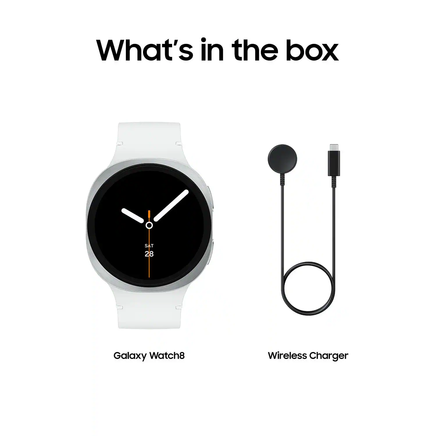 What's in the box: Galaxy Watch8, Wireless Charger