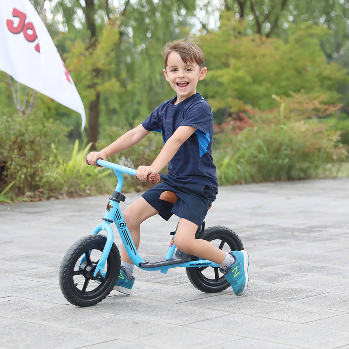 Angle. JOYSTAR - JOYSTAR Roller 10" Toddler Balance Bike for Girls Boys, Ages 18 Months to 5 Years, Kids Push Bike with Footrest, Blue - Blue.