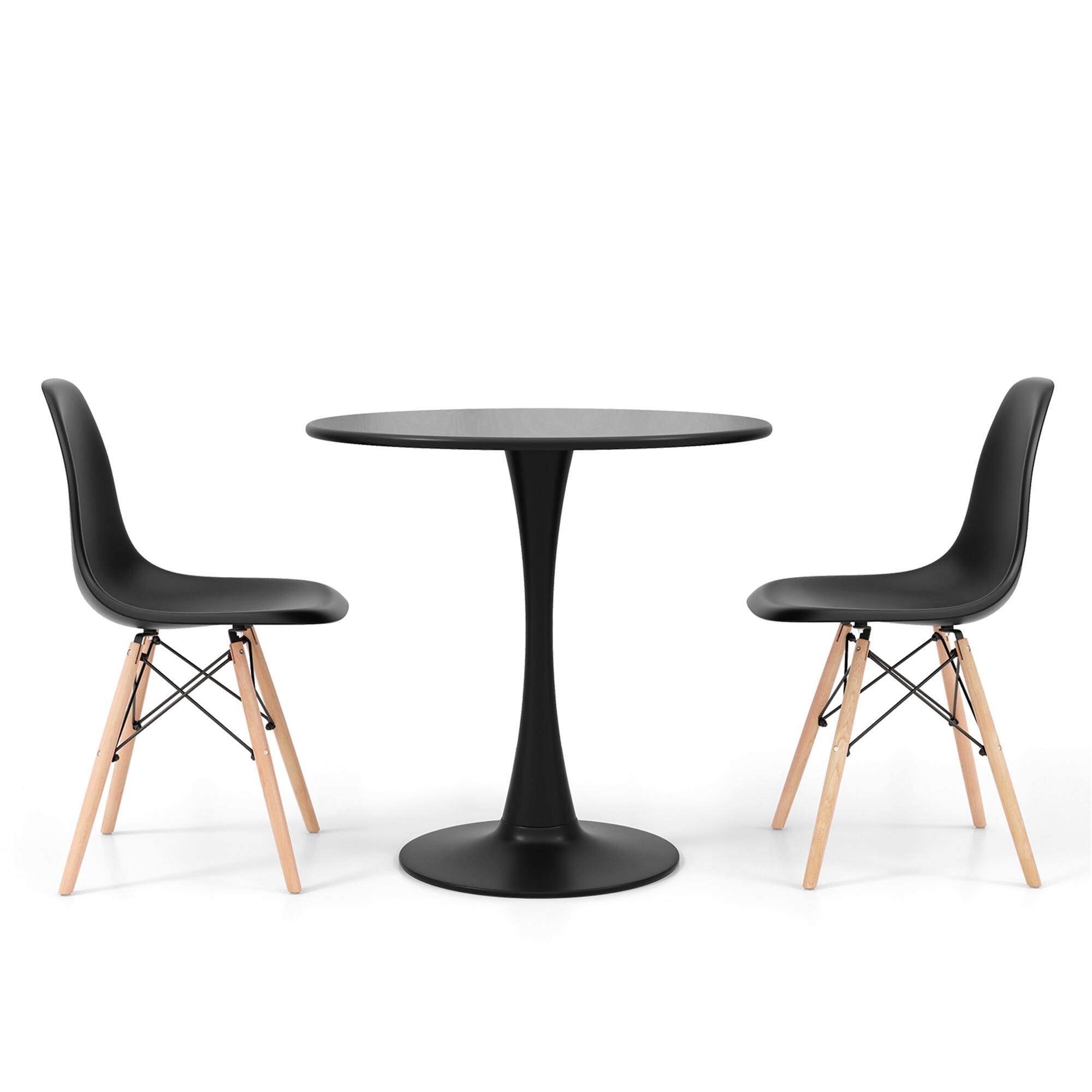 Alt View 8. Gymax - Gymax 5PCS Dining Set Modern Round Dining Table 4 Chairs for Small Space Kitchen - Black.