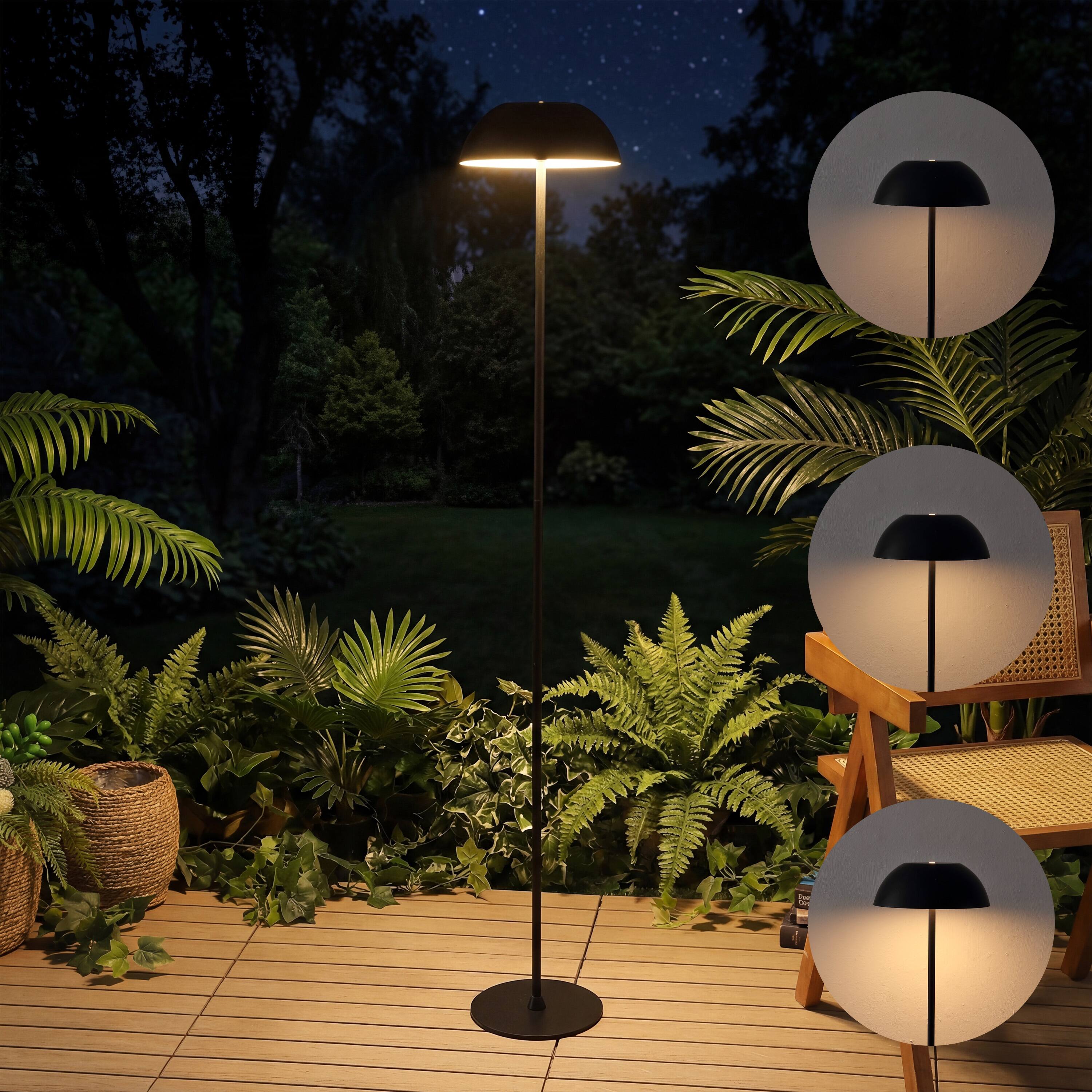 Alt View 7. Jonathan Y - Laurel 59" Metal Adjustable Rechargeable Integrated Portable Touch Sensor Dimmable LED Indoor/Outdoor Floor Lamp, Black - Black.